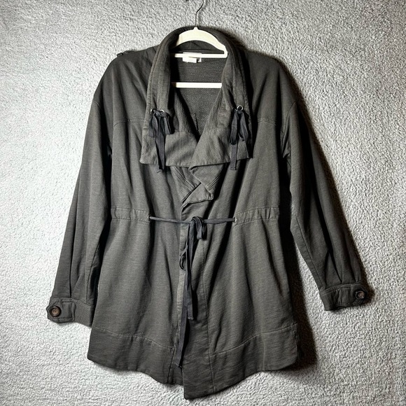 Soft Surroundings Jacket Womens S Olive Green Adjustable Waist Shacket Lagenlook - Picture 1 of 9